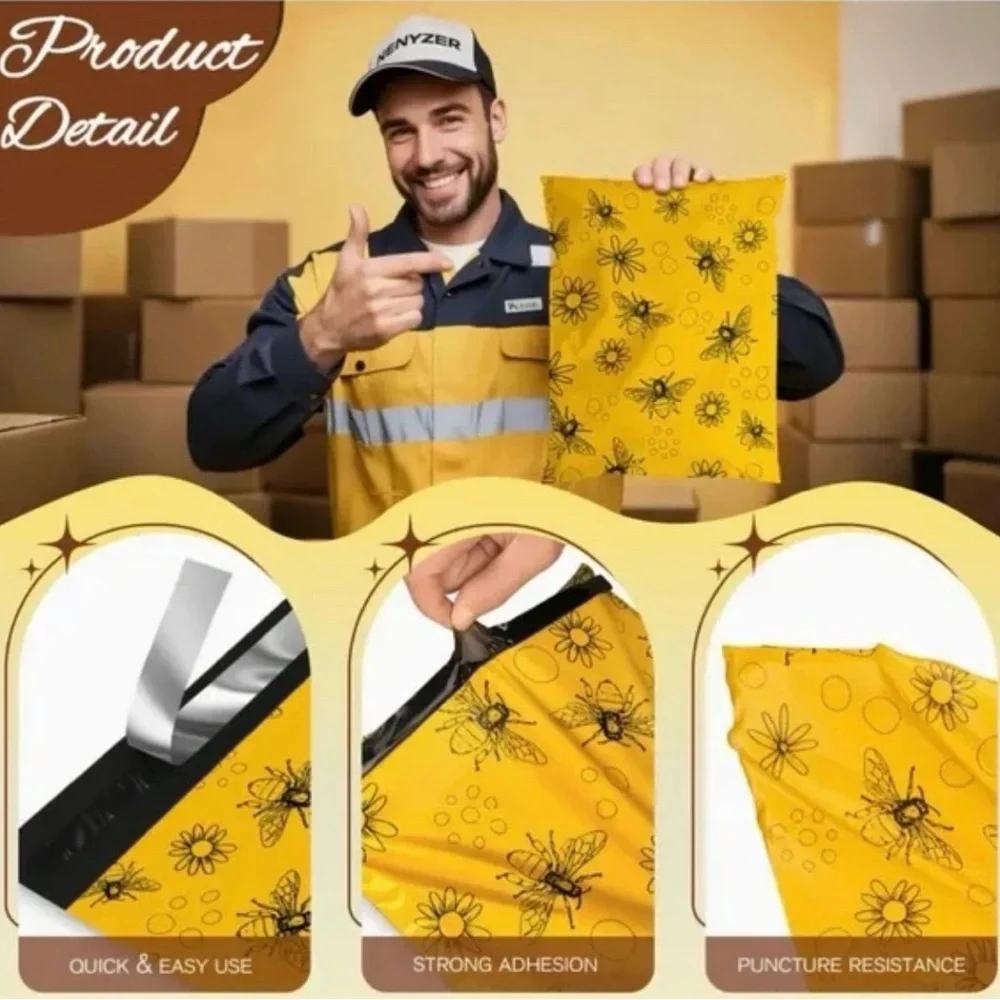Set of 20 14.5” x 19” Bee Poly Mailers